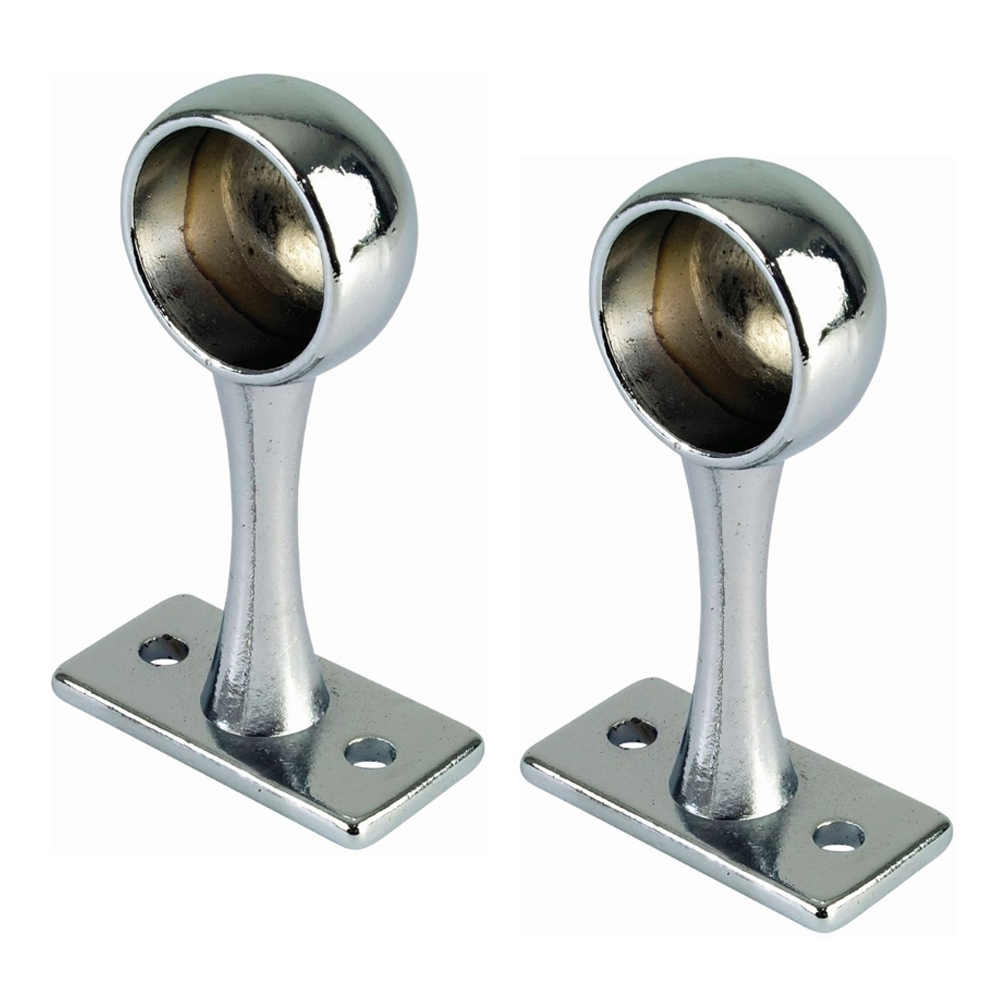 19mm Round Chrome End Hanging Bracket Set of Two