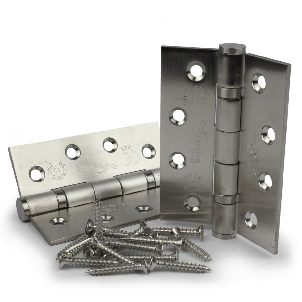 4&quot; Fire Rated Ball Bearing Hinge (Grade 13) Satin Stainless Steel Set of Two