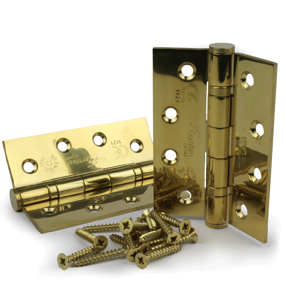 4&quot; Fire Rated Ball Bearing Hinge (Grade 13) Electro Brass Set of Two