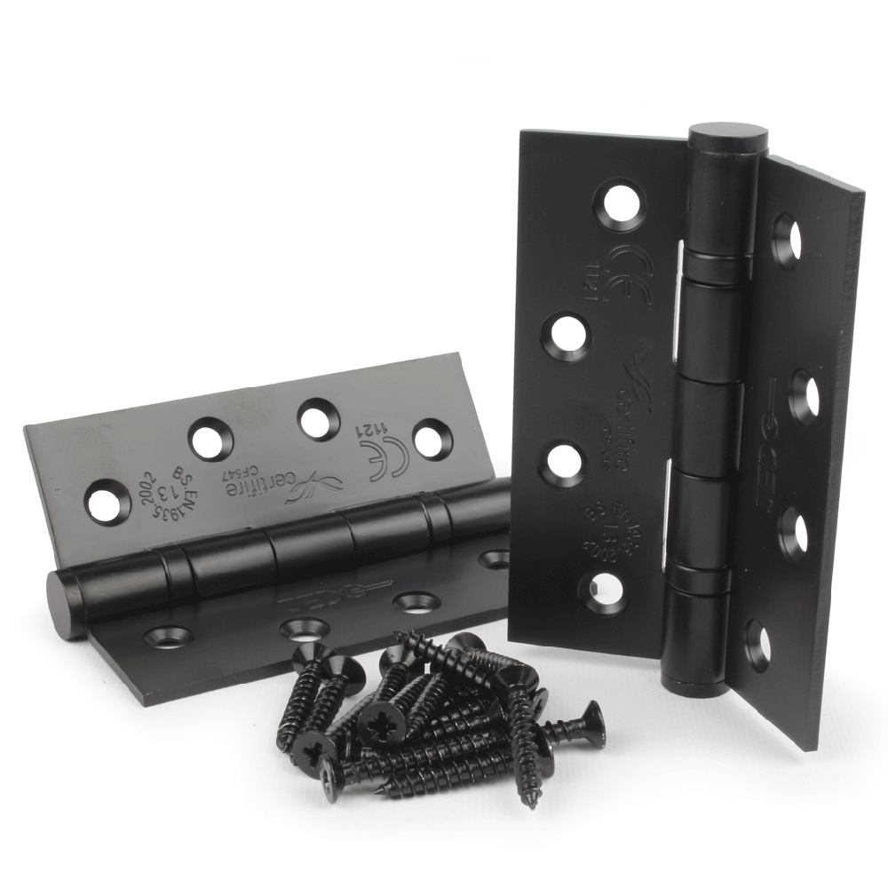 4&quot; Fire Rated Ball Bearing Hinge (Grade 13) Matt Black Set of Two