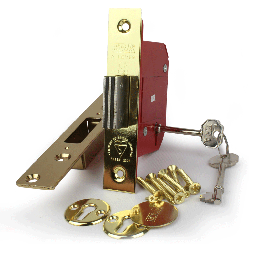 ERA 5 Lever British Standard - 2.5&quot; (63mm) Fortress Deadlock Gold