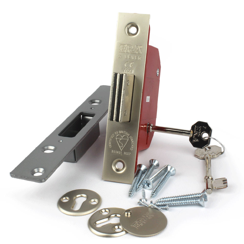 ERA 5 Lever British Standard - 2.5&quot; (63mm) Fortress Deadlock Silver