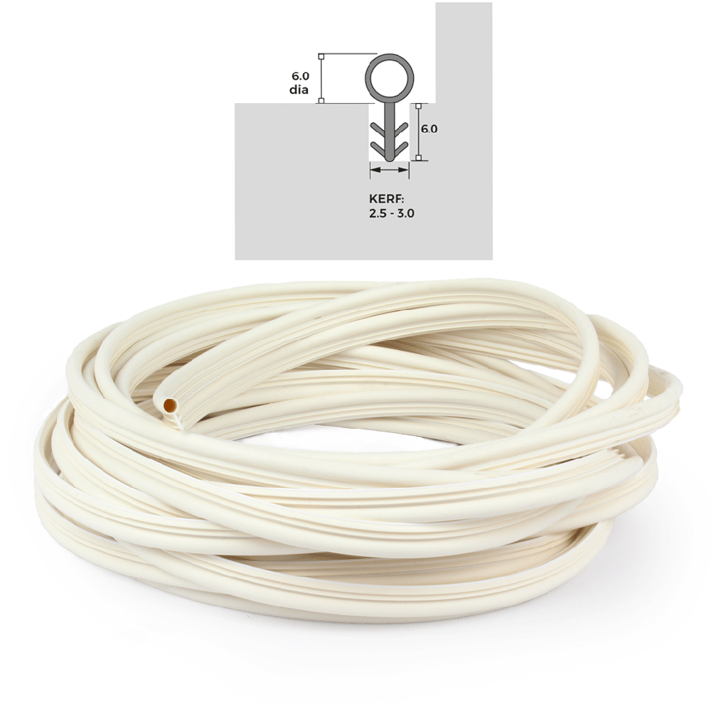 6mm Timber Bubble Seal - White - 10m Coil