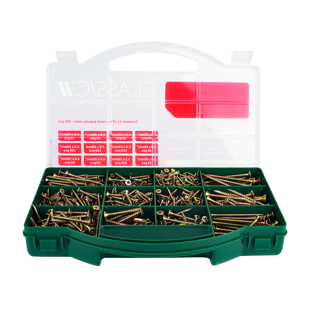 Assorted Multi-Purpose Woodscrew Selection Box - 895 pcs