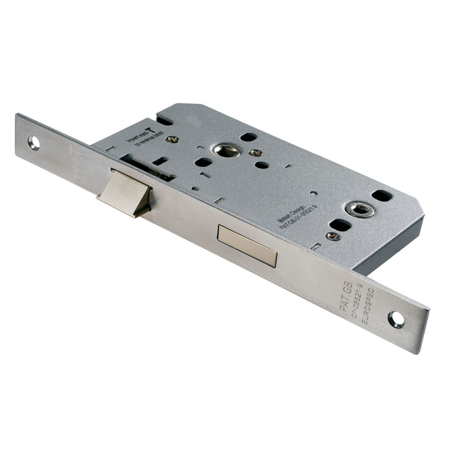 DIN Bathroom Mortice Lock 55mm Square End Stainless Steel