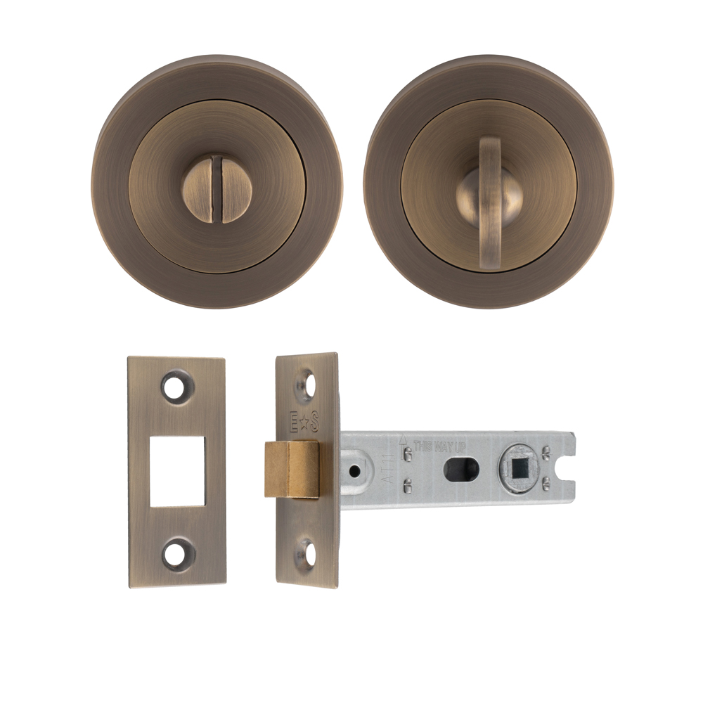 Turn & Release Bathroom Pack Antique Brass - Door Kit