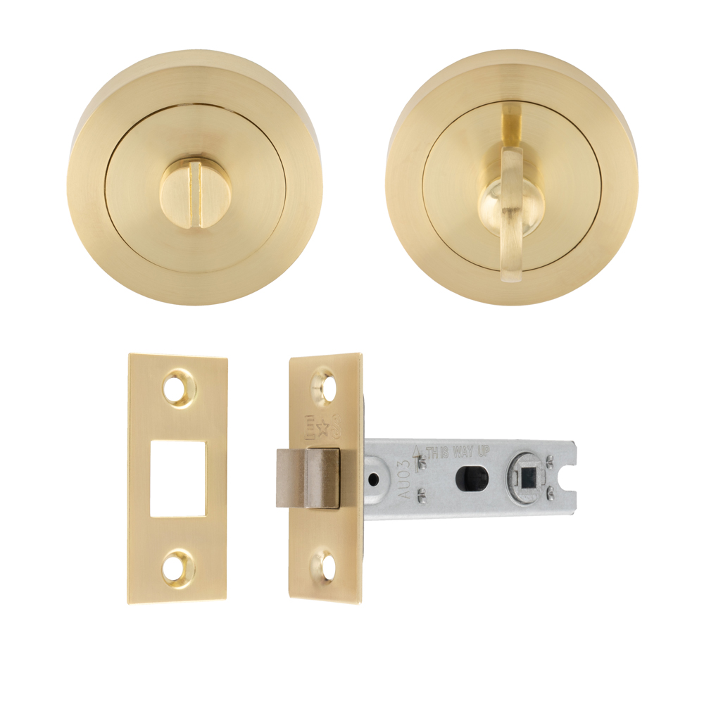 Turn & Release Bathroom Pack Satin Brass - Door Kit
