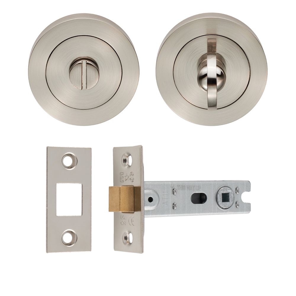 Turn & Release Bathroom Pack Satin Nickel - Door Kit