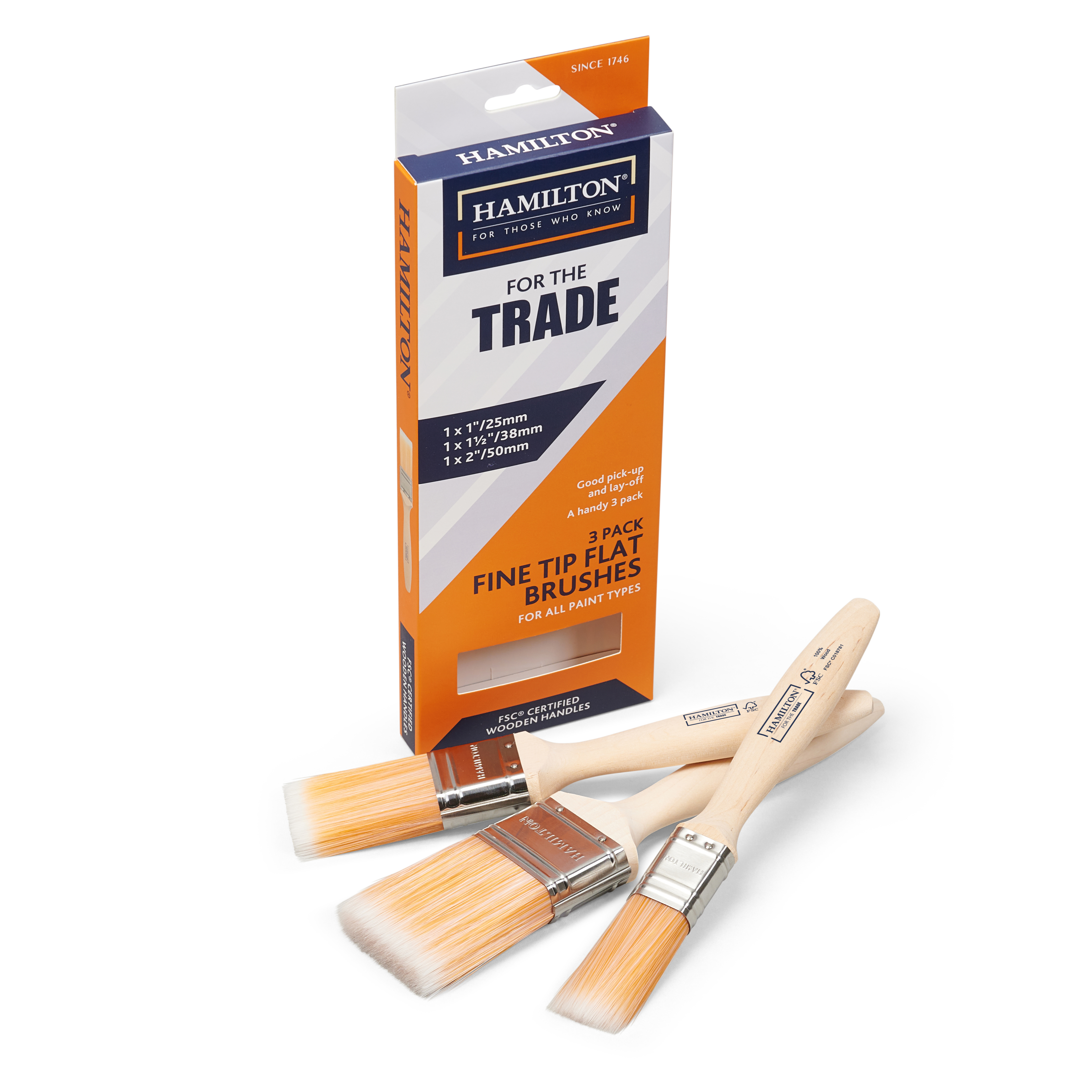 Fine Tip Flat Brush 3 Pack