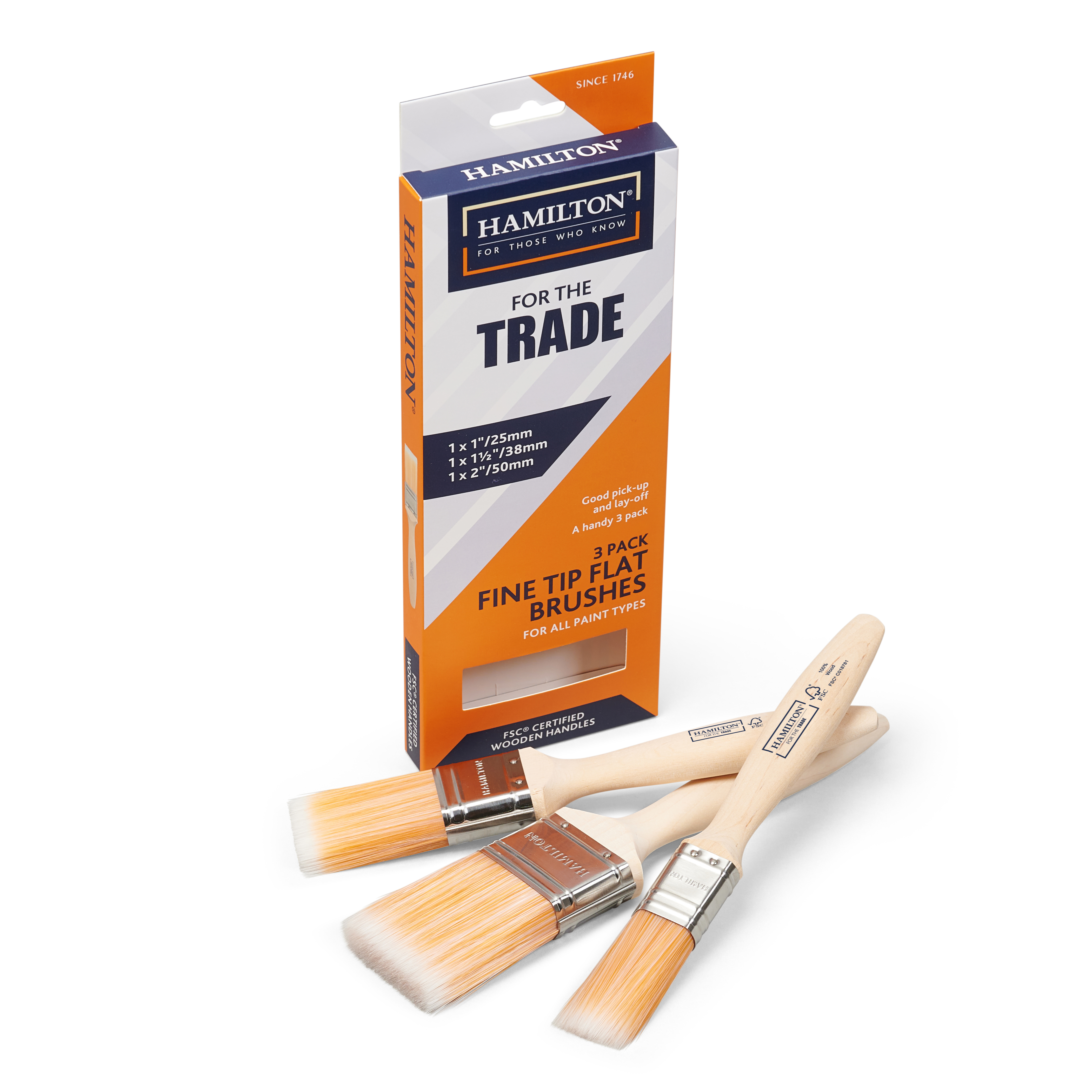 Fine Tip Flat Brush 3 Pack