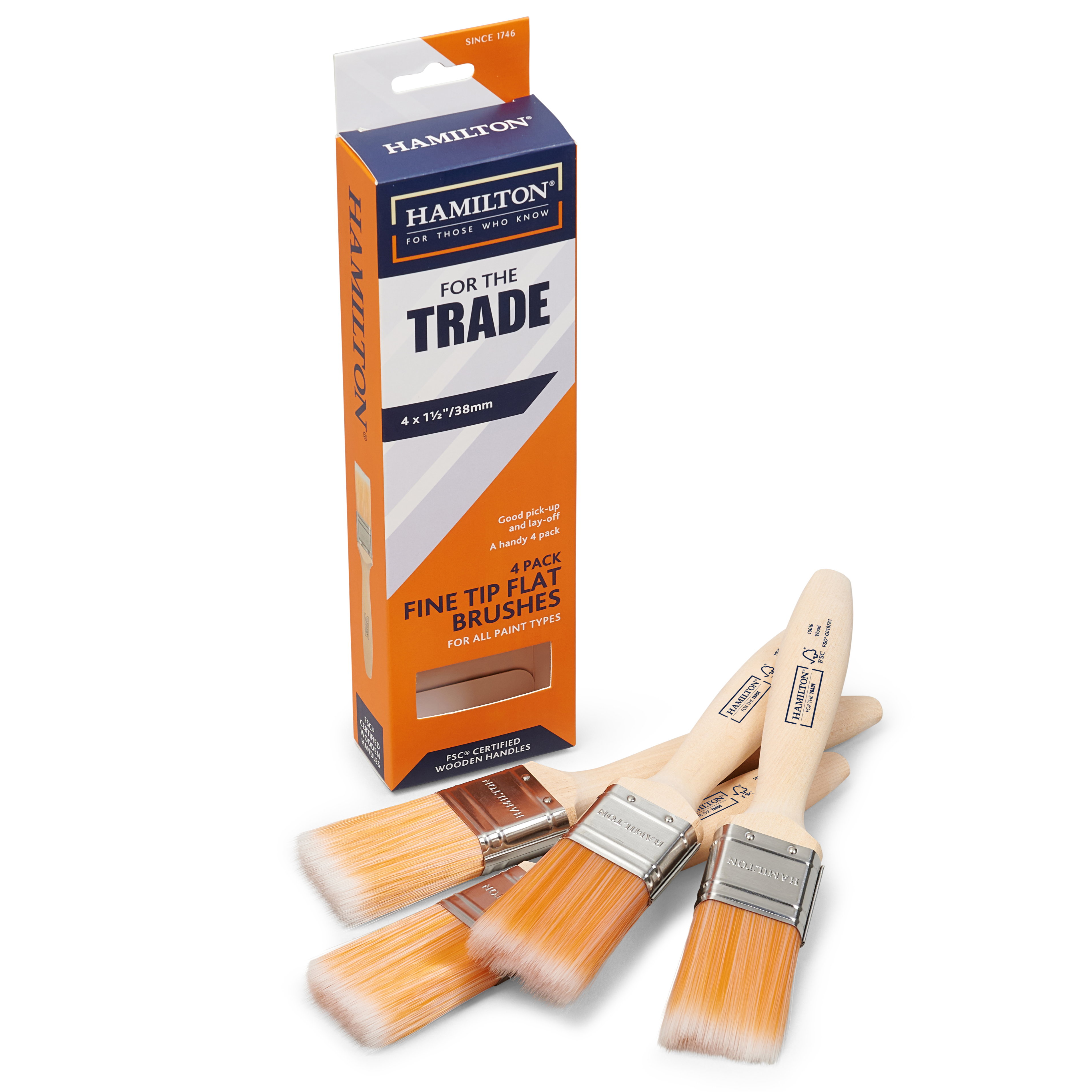 Fine Tip Flat Brush 4 Pack