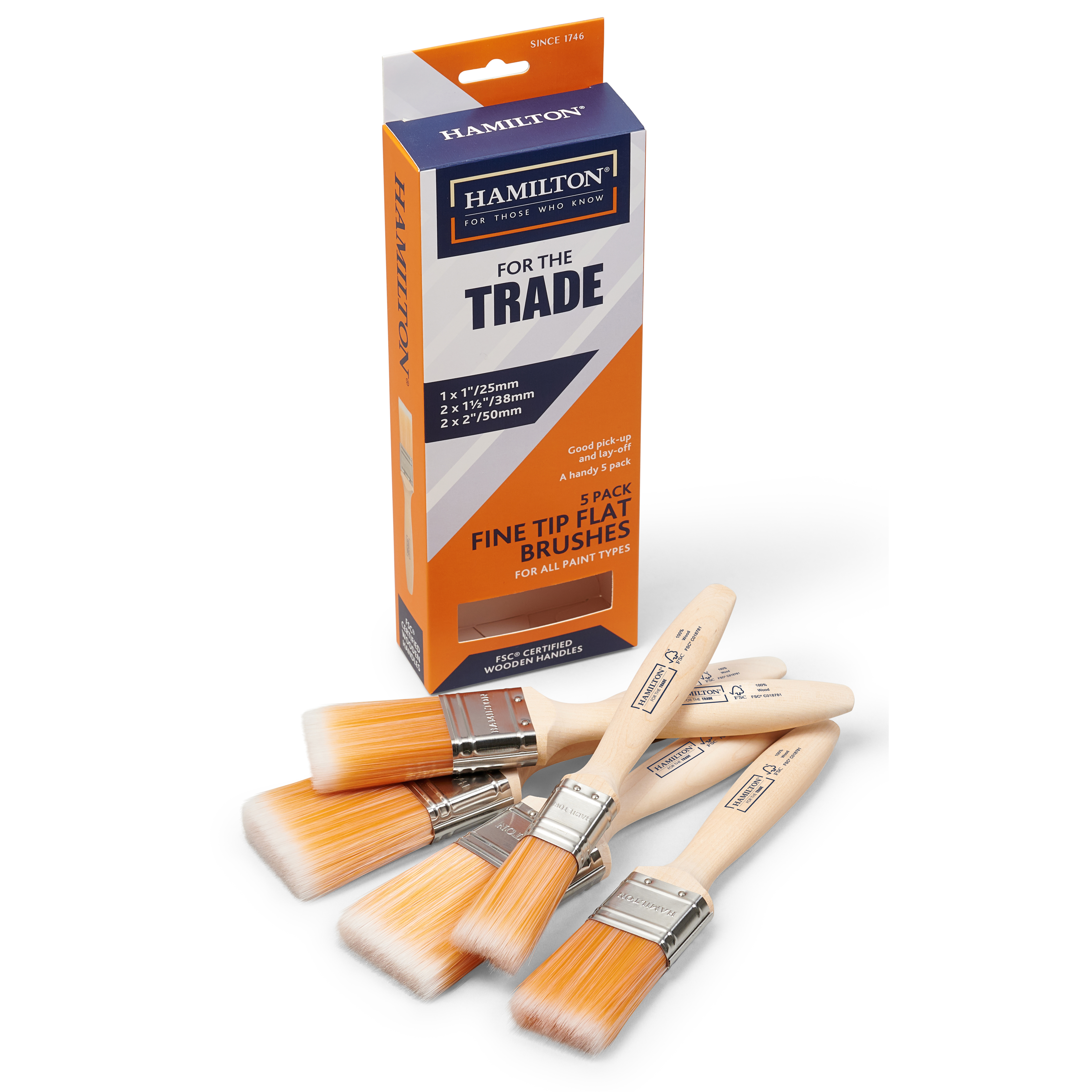 Fine Tip Flat Brush 5 Pack