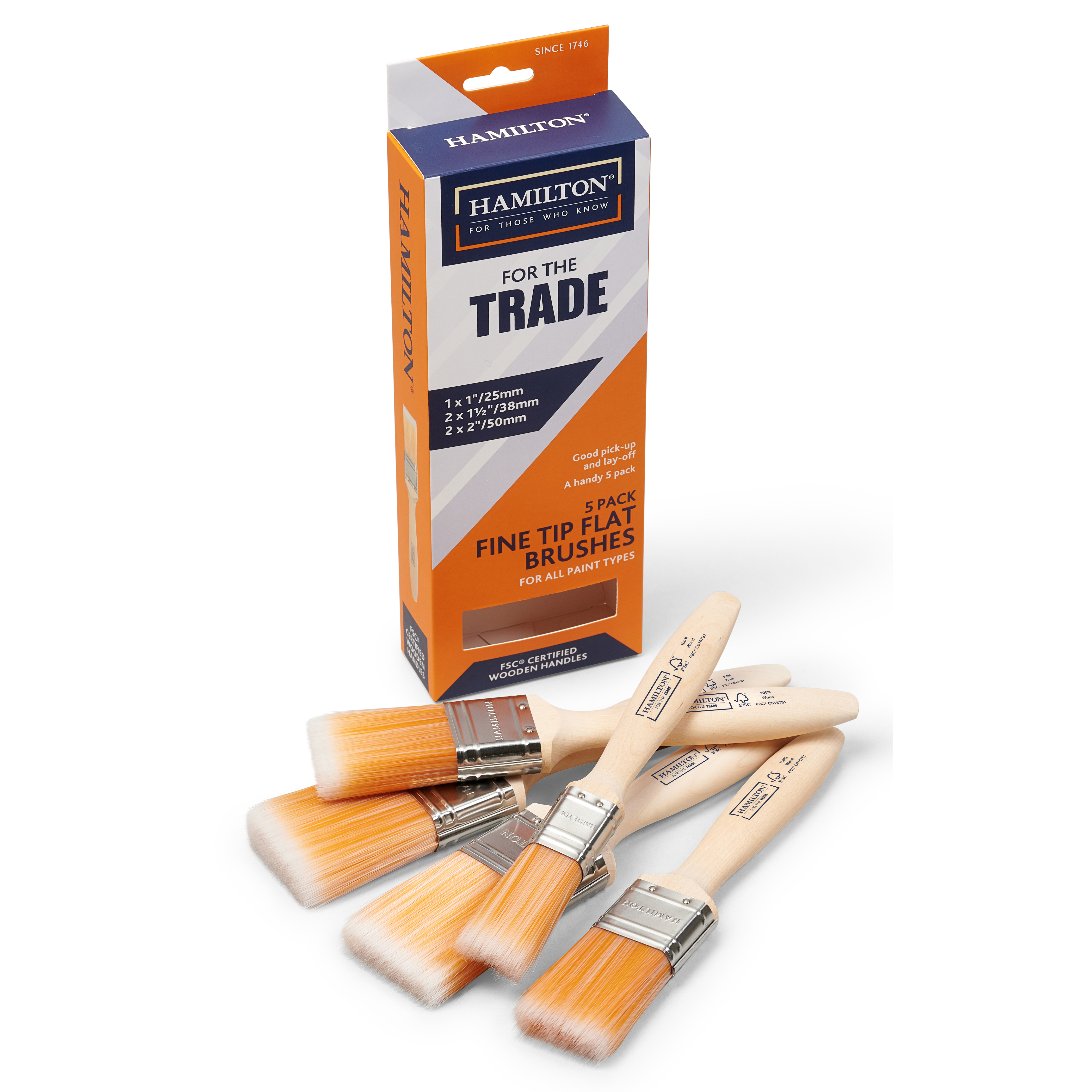 Fine Tip Flat Brush 5 Pack
