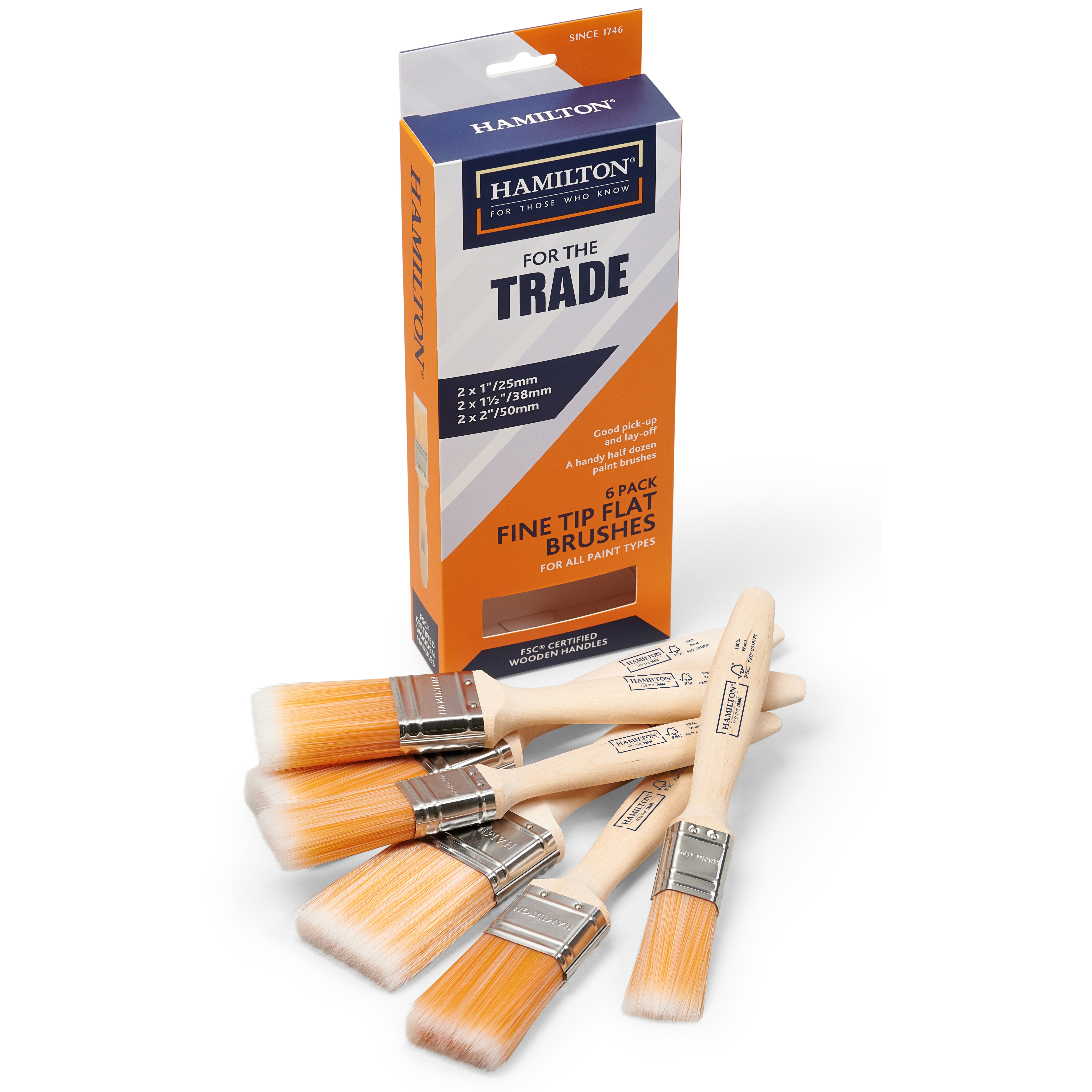 Fine Tip Flat Brush 6 Pack