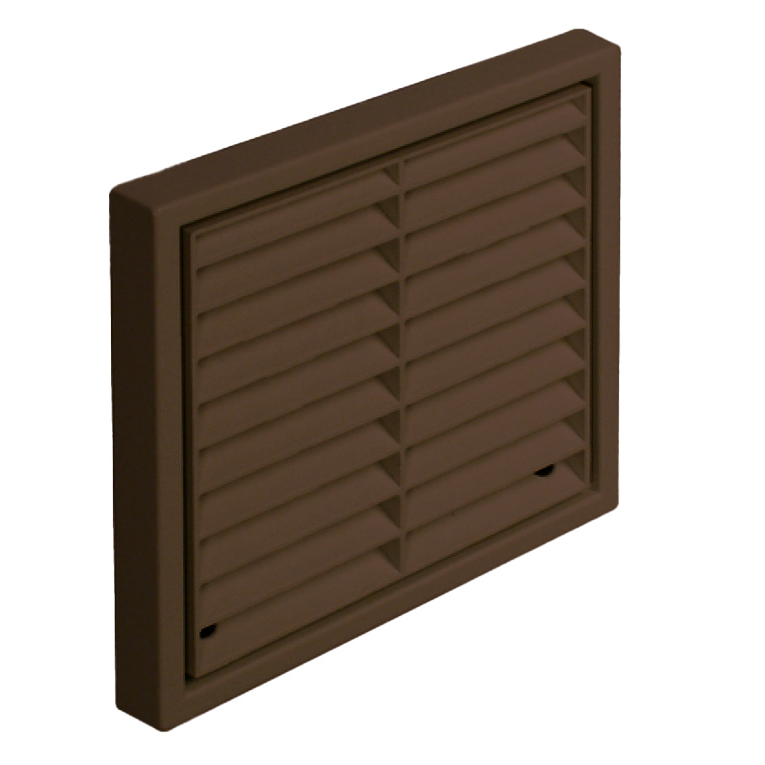 Fixed Louvre Vent Grille With 100mm Round Spigot Brown