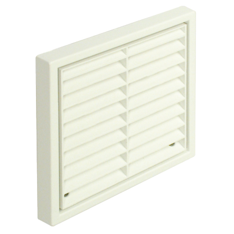Fixed Louvre Vent Grille With 100mm Round Spigot White