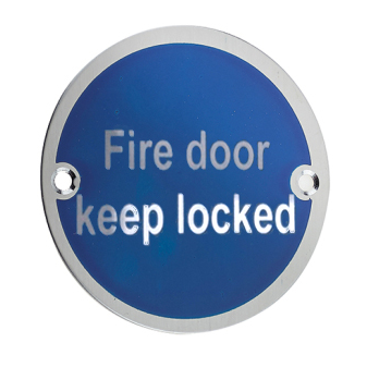 Fire Door Keep Locked Signage 75mm Stainless Steel