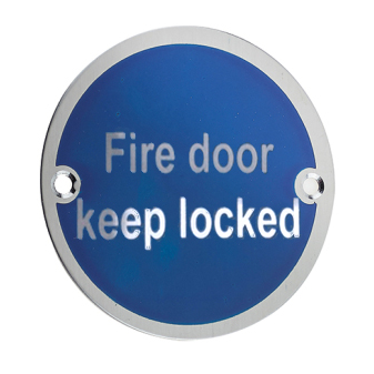 Fire Door Keep Locked Signage 75mm Stainless Steel