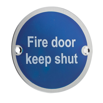 Fire Door Keep Shut Signage 75mm Stainless Steel