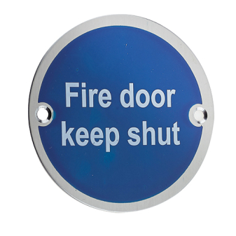 Fire Door Keep Shut Signage 75mm Stainless Steel