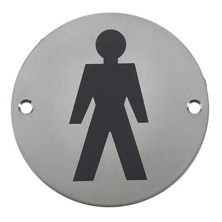Male Pictogram Sign 75mm Stainless Steel