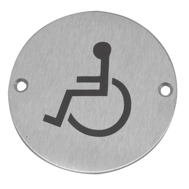 Disabled Pictogram Sign 75mm Stainless Steel