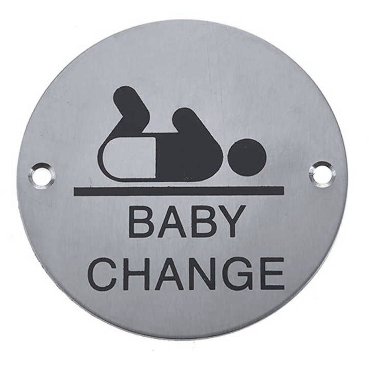 Baby Change Pictogram Sign 75mm Stainless Steel