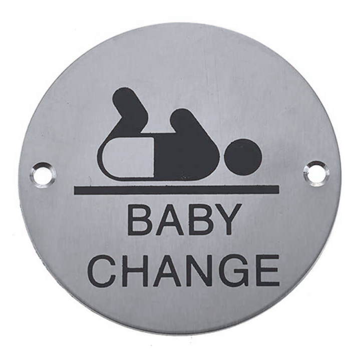 Baby Change Pictogram Sign 75mm Stainless Steel