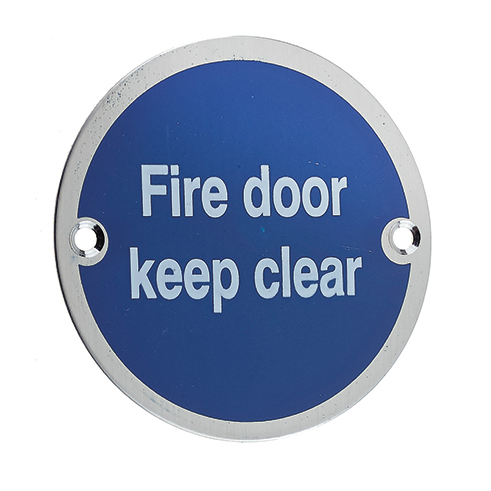 Fire Door Keep Clear Signage 75mm Stainless Steel