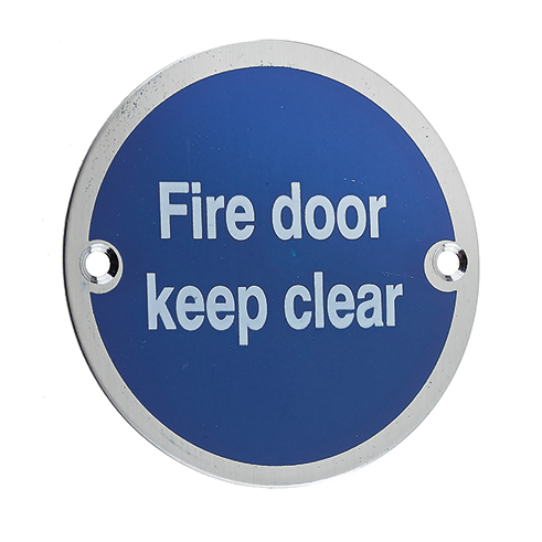 Fire Door Keep Clear Signage 75mm Stainless Steel