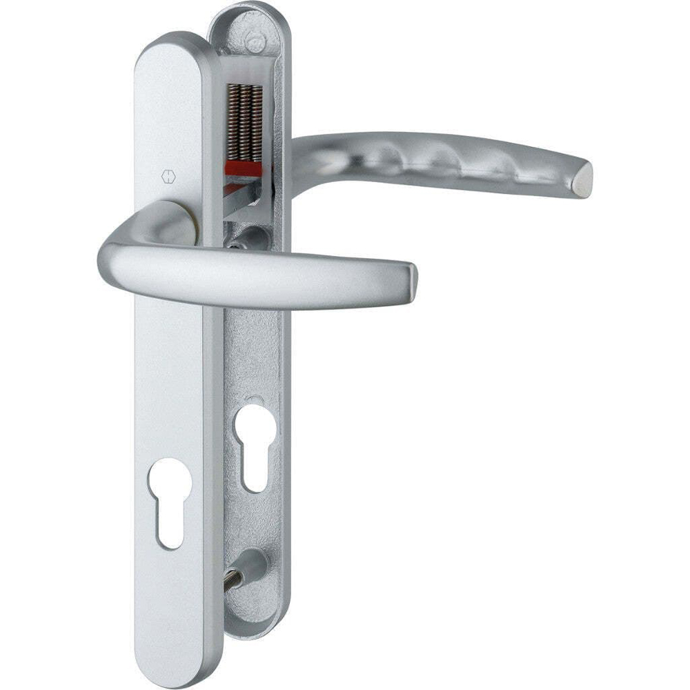 Atlanta UPVC Door Handle - PZ92mm / 122mm Fixing Centres Silver