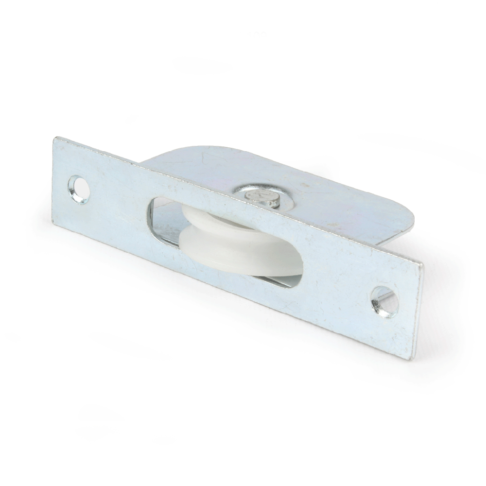 Axle Pulley Square End - Zinc with nylon roller