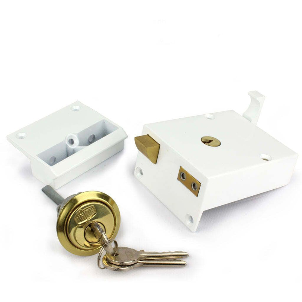 Cylinder Drawback Rim Lock 50mm White