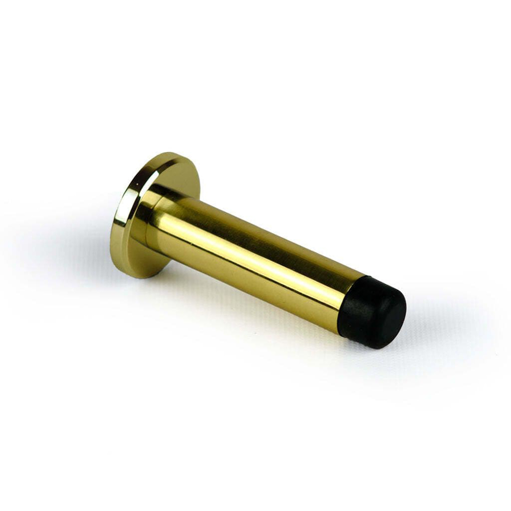 Door Stop on Rose - Wall Mounted Polished Brass AA21