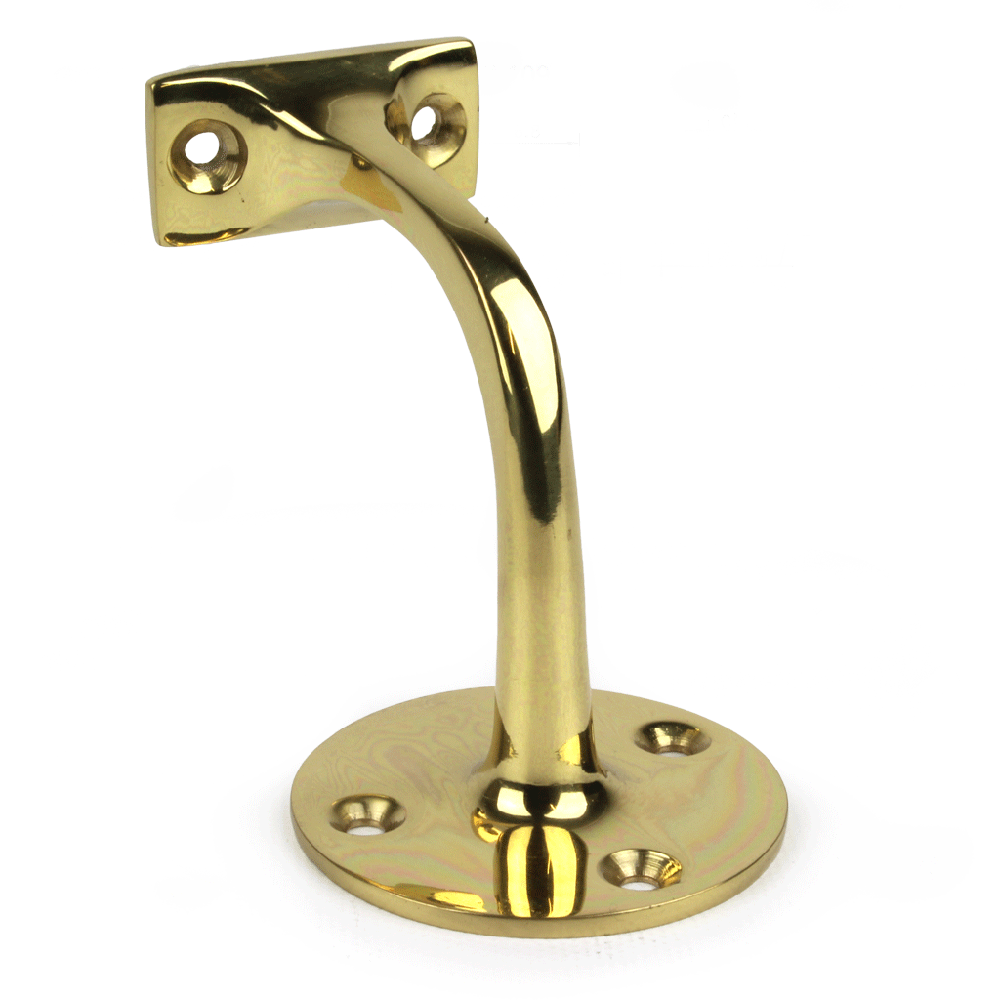 Handrail Bracket Solid Brass 64mm - AA85 - Polished Brass