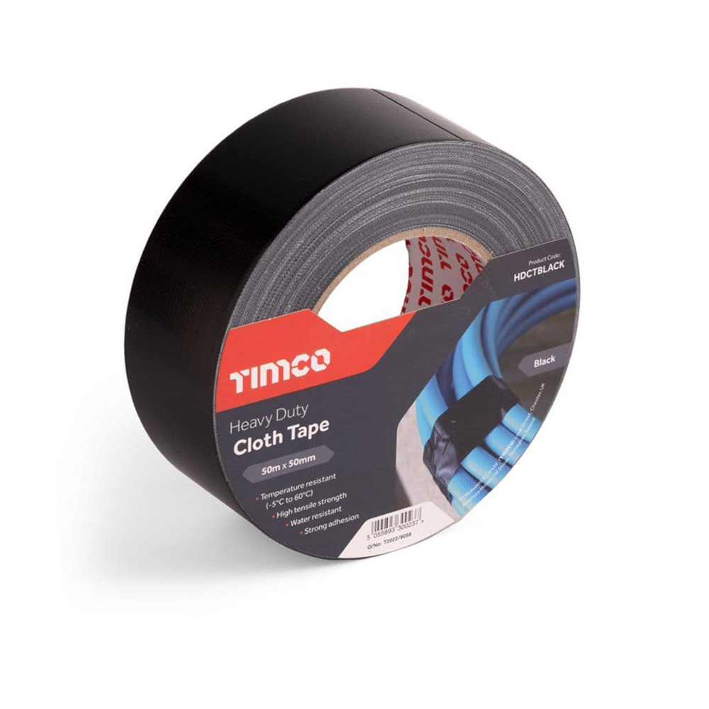 Heavy Duty Cloth Tape Black 50mm x 50m