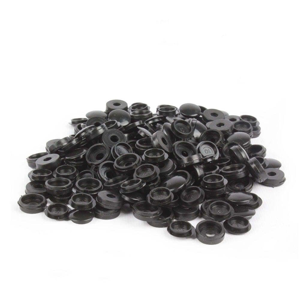 Hinged Screw Cover Caps Pack Of 100 - Black