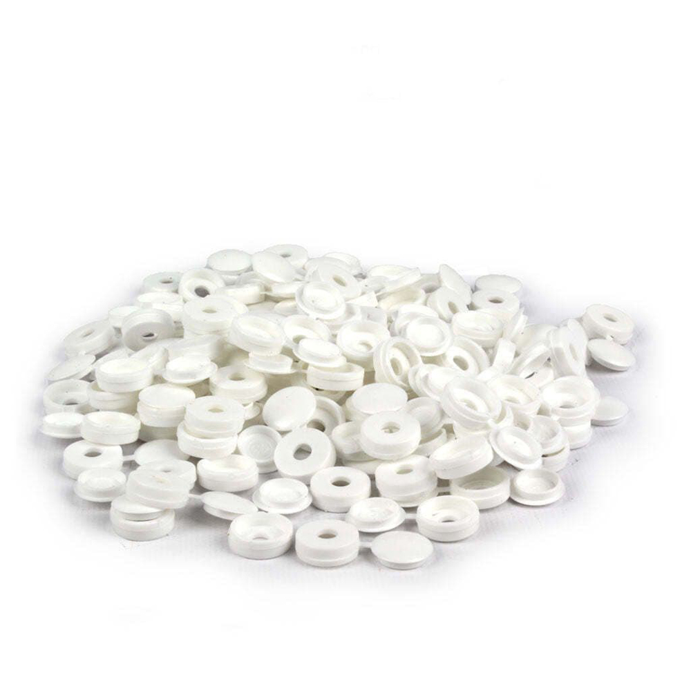 Hinged Screw Cover Caps Pack Of 100 - White