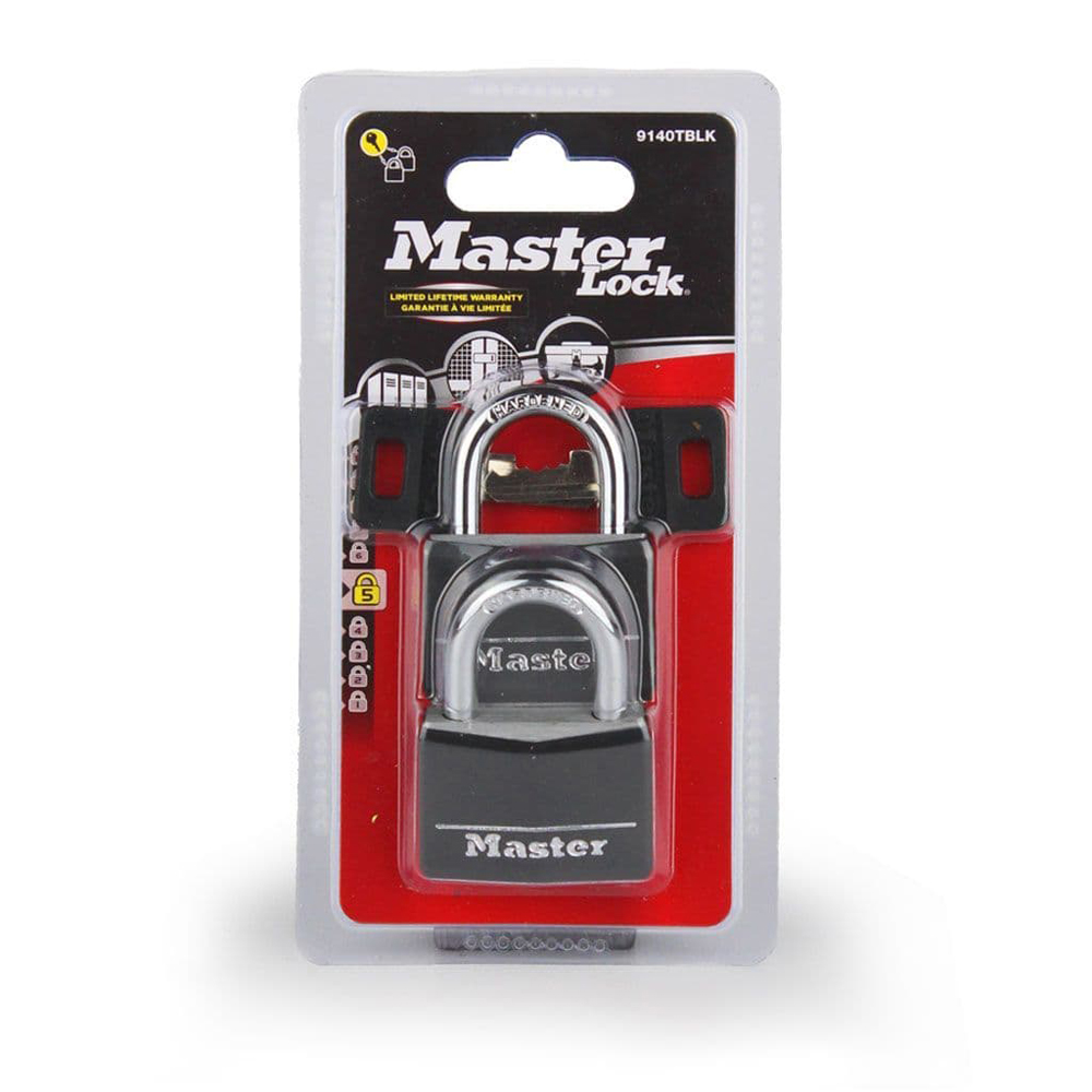 Master Lock 40mm Black Vinyl Padlock Keyed Alike Pair