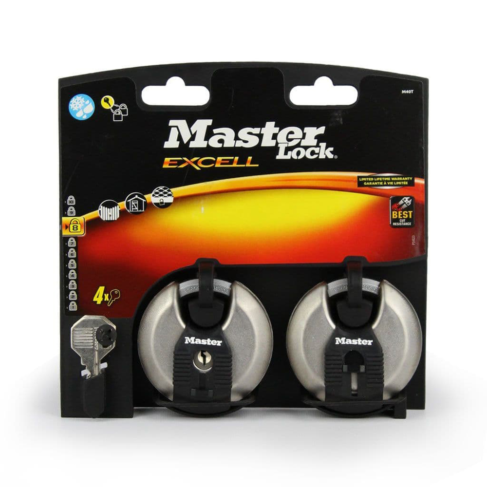 Master Lock 70mm Stainless Steel Discus Padlock Keyed Alike Pair