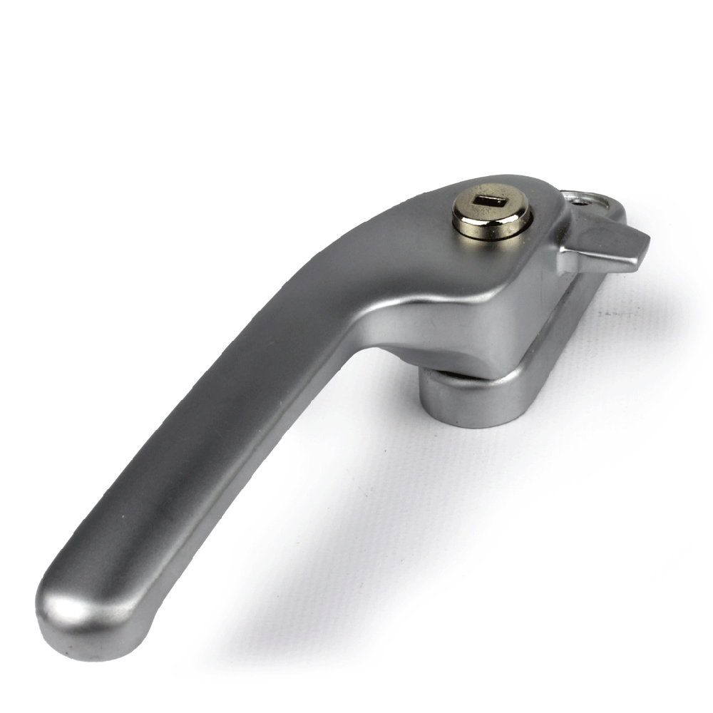 Modern Locking Breakseal Window Handle - Satin Silver Left Hand