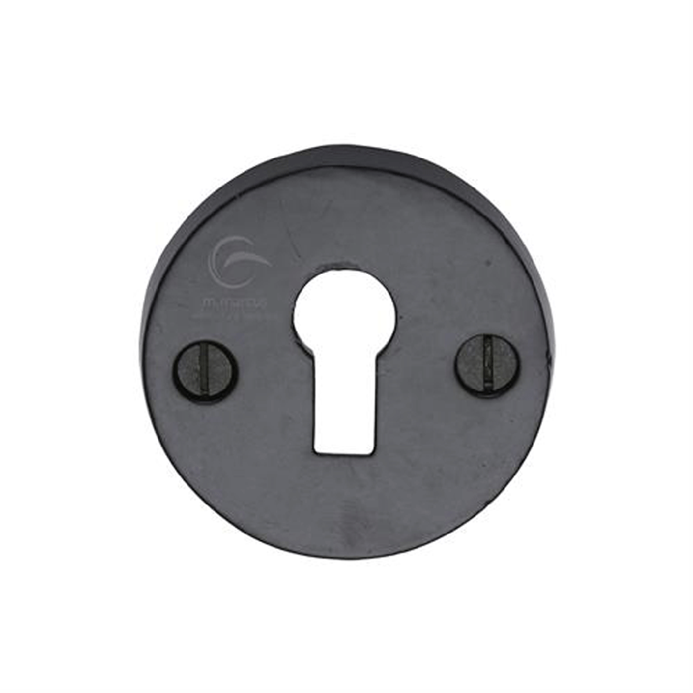 Open Round Escutcheon - Standard Key - Smooth Black Iron