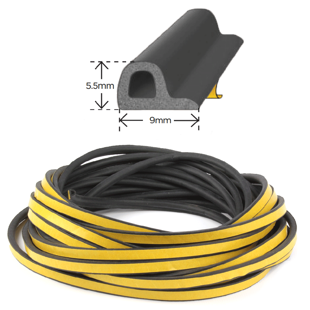 P Seal - Self Adhesive - Black - 10m Coil