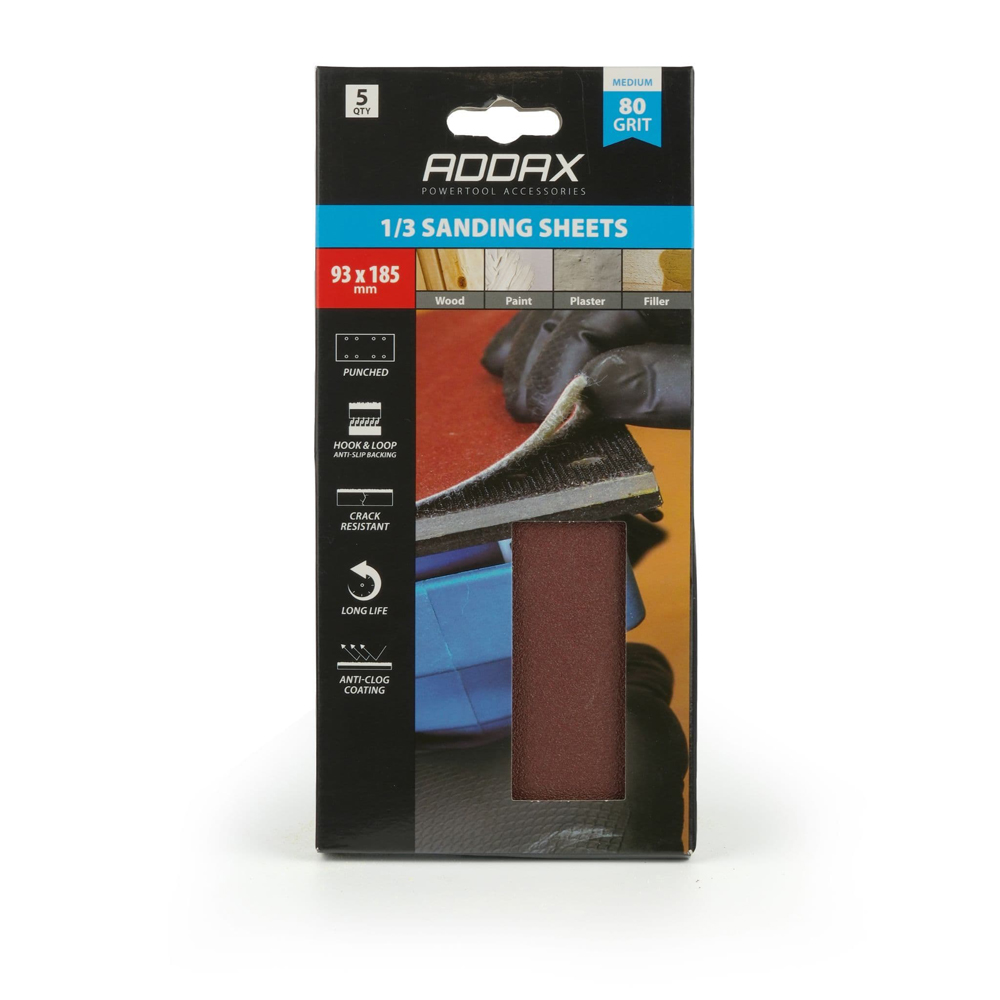 Rectangle Sanding Pads 93mm x 185mm 80g Pack of 5