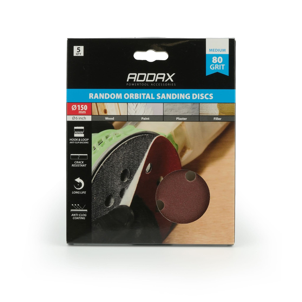 Round Sanding Pads 150mm 80g Pack of 5