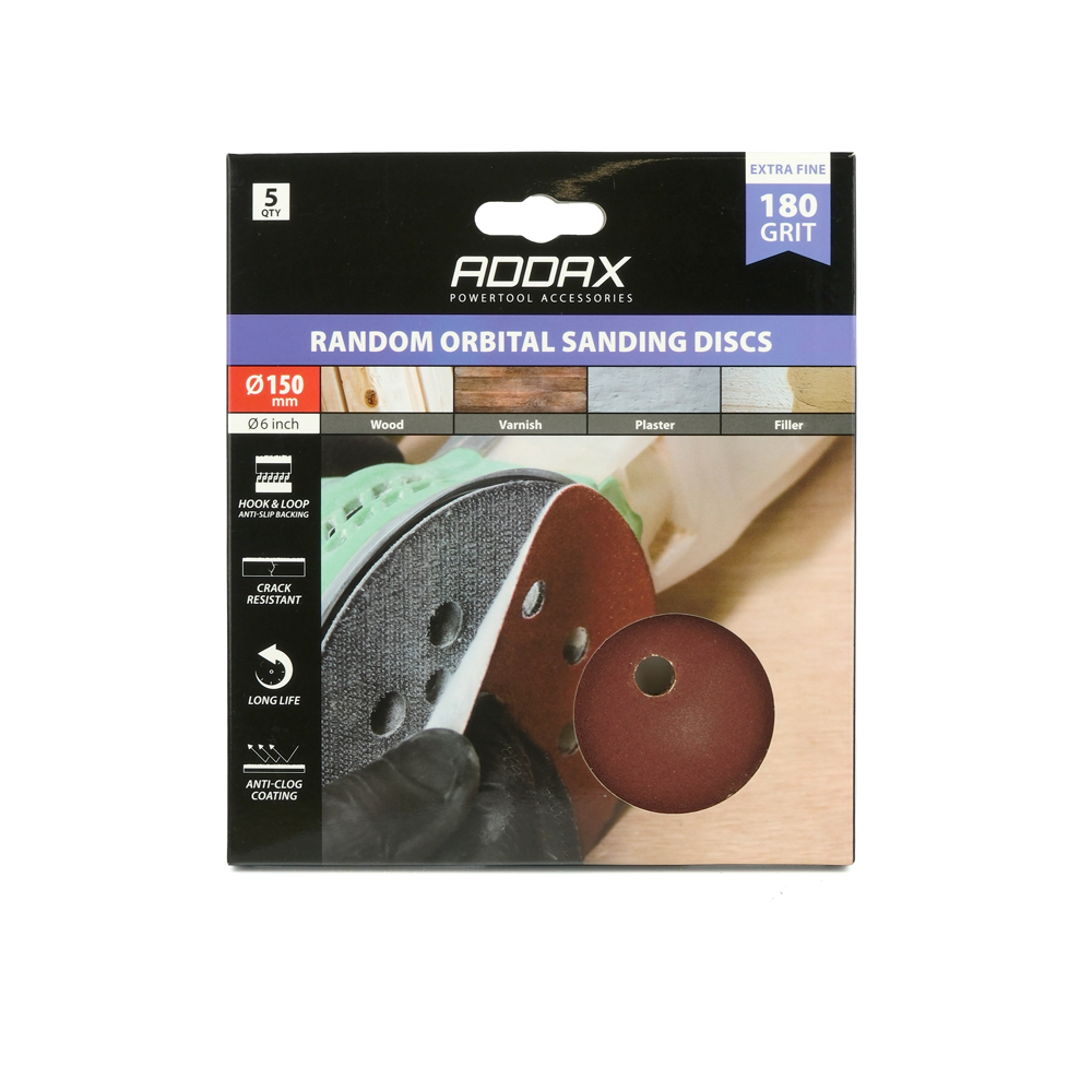 Round Sanding Pads 150mm 180g Pack of 5