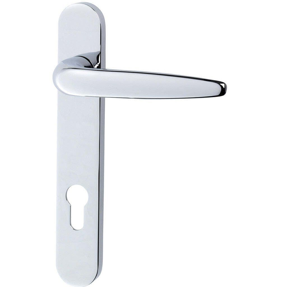 Sparta UPVC Door Handle - Short - PZ92 / 122mm Fixing Centres Polished Chrome