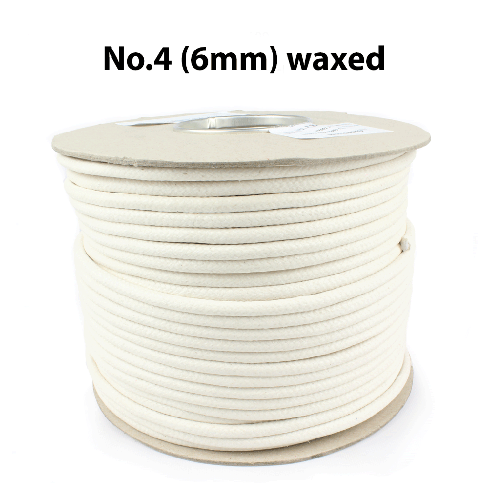 Waxed Cotton Sash Cord - No.4 (6mm) - 100m Reel