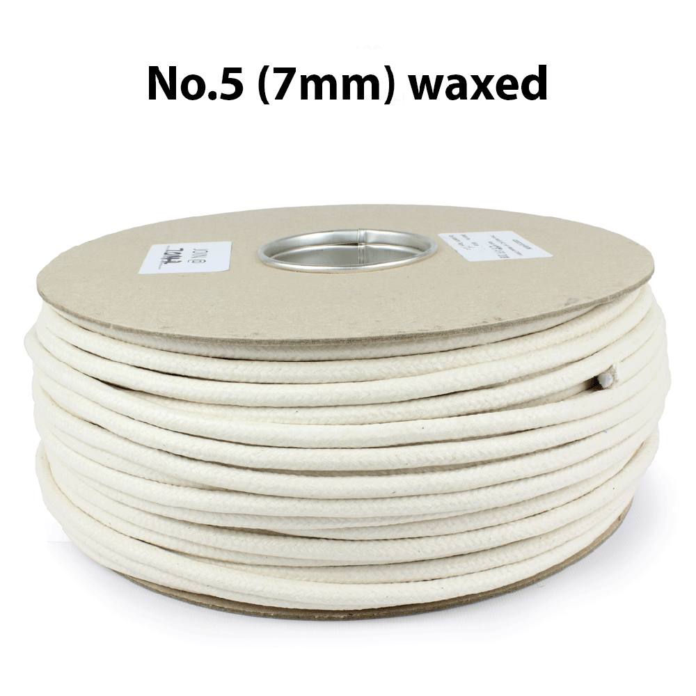 Waxed Cotton Sash Cord -No.5 (7mm) - 100m Reel